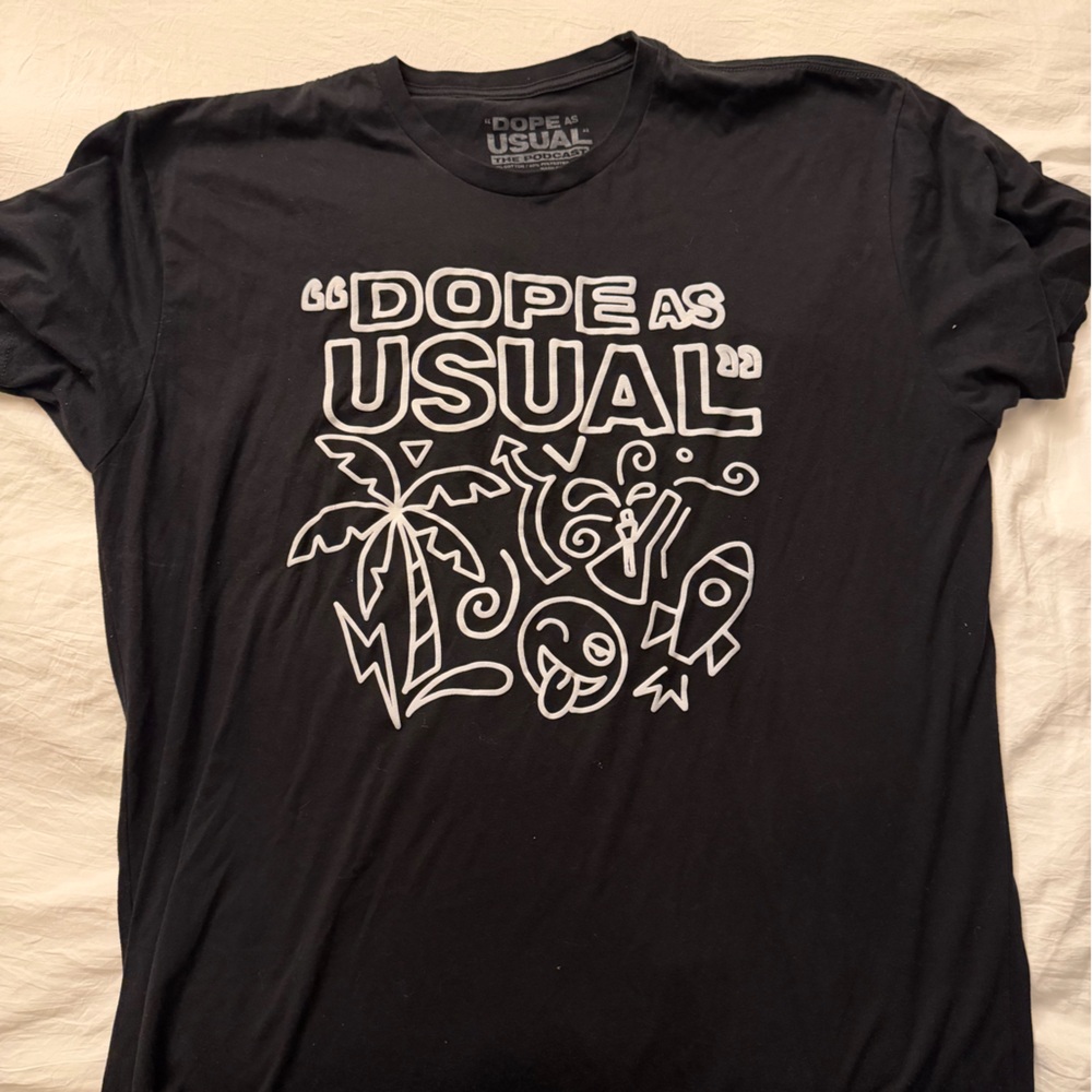 Black Graphic Tee with White Print